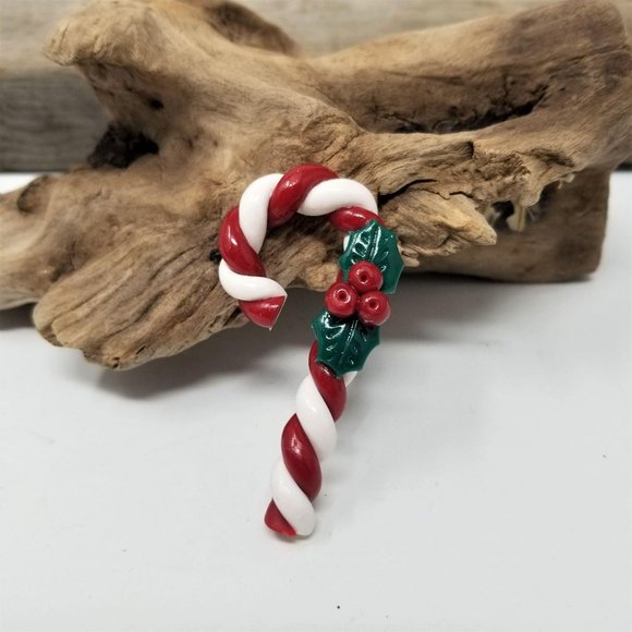 Vintage Snowman & Candy Cane Pins Brooch Holiday - Picture 2 of 10